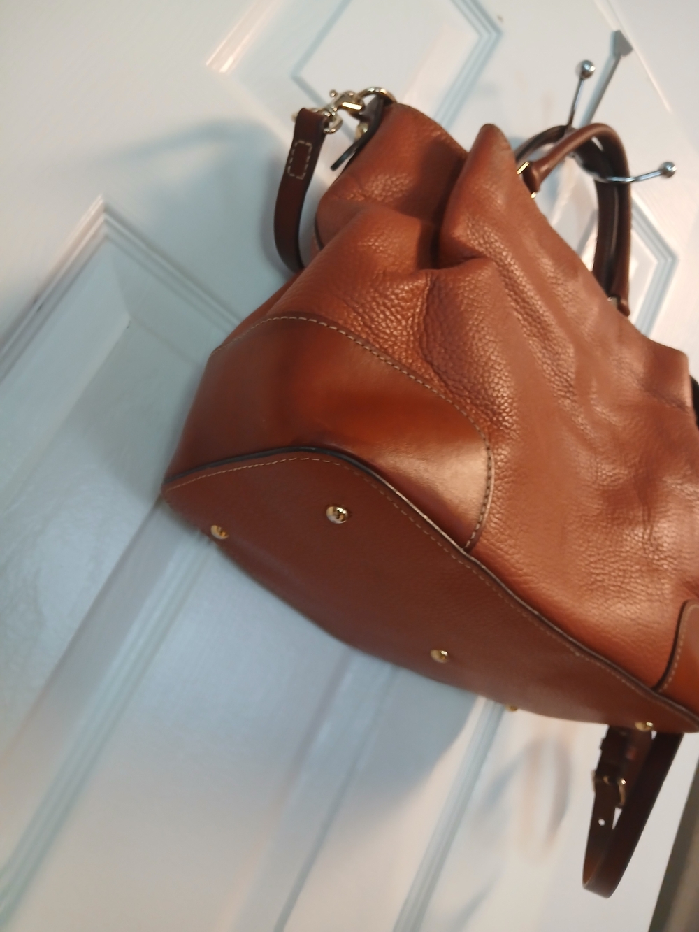 Dooney & Bourke Pebble Leather Satchel in Cognac Brown - Picture 5 of 11
